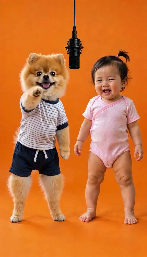 Pet & Baby Duo: Hotel Lobby AI visual reference