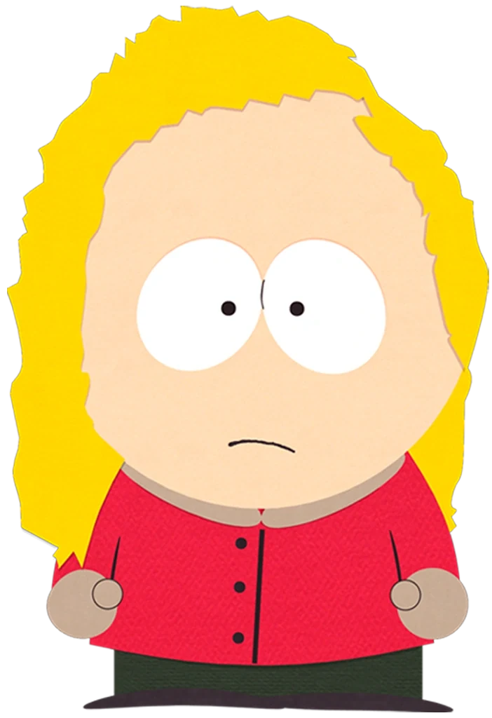 Bebe Stevens with full blond hair around her head and shoulders and a red top